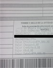 Formulario con timbre y sello del banco 